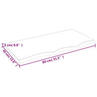 vidaXL Bänkskiva för badrum 80x40x2 cm obehandlat massivt trä