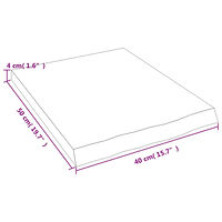 vidaXL Bänkskiva för badrum 40x50x(2-4) cm obehandlat massivt trä
