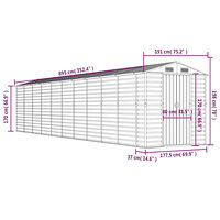 vidaXL Trädgårdsskjul ljusbrun 191x895x198 cm galvaniserat stål