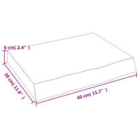 vidaXL Bänkskiva badrum mörkbrun 40x30x(2-6) cm behandlat massivt trä