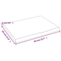 vidaXL Bänkskiva badrum ljusbrun 40x30x2 cm behandlat massivt trä