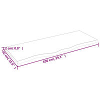 vidaXL Bänkskiva badrum mörkbrun 100x40x2 cm behandlat massivt trä
