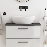 vidaXL Bänkskiva för badrum mörkbrun 80x40x2 cm behandlat massivt trä