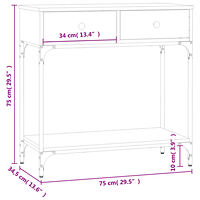vidaXL Avlastningsbord rökfärgad ek 75x34,5x75 cm konstruerat trä