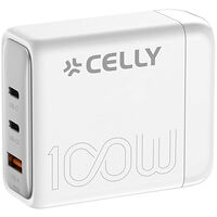 Celly Power Station 1 x USB-A + 2 x USB-C PD 100W GaN Vit