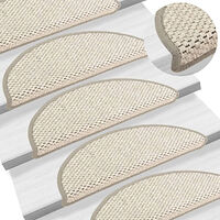 vidaXL Trappstegsmattor självhäftande sisal 15 st 56x17x3 cm gråvit