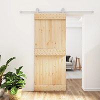 vidaXL Skjutdörr med beslag 85x210 cm massiv furu