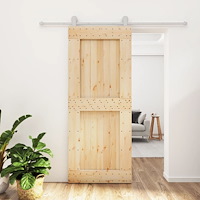 vidaXL Skjutdörr med beslag 85x210 cm massiv furu
