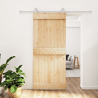 vidaXL Skjutdörr med beslag 90x210 cm massiv furu