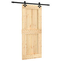 vidaXL Skjutdörr med beslag 85x210 cm massiv furu