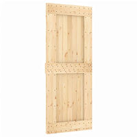 vidaXL Skjutdörr med beslag 85x210 cm massiv furu