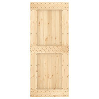 vidaXL Skjutdörr med beslag 85x210 cm massiv furu