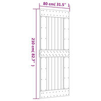 vidaXL Skjutdörr med beslag 80x210 cm massiv furu