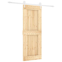 vidaXL Skjutdörr med beslag 80x210 cm massiv furu