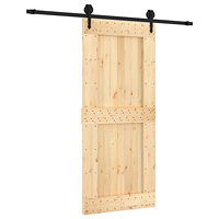vidaXL Skjutdörr med beslag 90x210 cm massiv furu