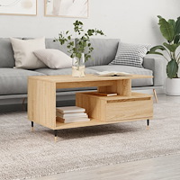 vidaXL Soffbord sonoma-ek 90x49x45 cm konstruerat trä