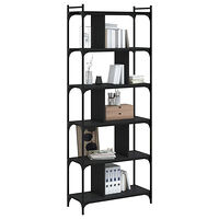 vidaXL Bokhylla 6 hyllplan svart 76x32x192cm konstruerat trä