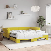 vidaXL Dagbädd utdragbar och madrasser gul 100x200 cm sammet