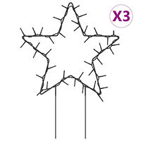 vidaXL Julstjärna 3 st med spett 50 LEDs 29 cm