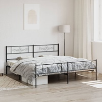vidaXL Sängram med huvudgavel och fotgavel svart metall 183x213 cm