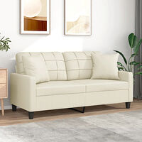 vidaXL 2-sits soffa med prydnadskuddar gräddvit 140 cm konstläder