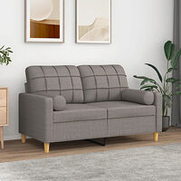 vidaXL 2-sits soffa med prydnadskuddar taupe 120 cm tyg