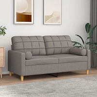 vidaXL 2-sits soffa med prydnadskuddar taupe 140 cm tyg