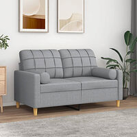 vidaXL 2-sits soffa med prydnadskuddar ljusgrå 120 cm tyg