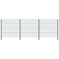 vidaXL Staketpanel med stolpar järn 522x160 cm grön