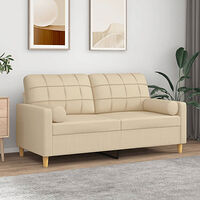 vidaXL 2-sits soffa med prydnadskuddar gräddvit 140 cm tyg