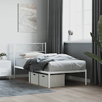 vidaXL Sängram med huvudgavel metall vit 80x200 cm