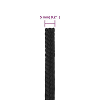 vidaXL Båtlina helsvart 5 mm 50 m polypropen