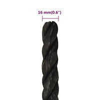 vidaXL Rep svart 16 mm 25 m polypropen