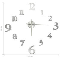 vidaXL Väggklocka 3D modern design silver 100 cm XXL