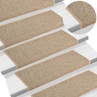 vidaXL Trappstegsmattor självhäftande 15 st mörk beige 65x21x4 cm