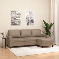 vidaXL 3-sitssoffa med fotpall cappuccino 180 cm konstläder