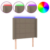 vidaXL Sänggavel LED taupe 93x16x118/128 cm tyg
