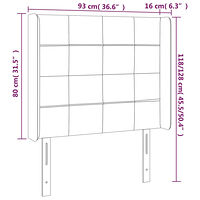 vidaXL Sänggavel LED taupe 93x16x118/128 cm tyg