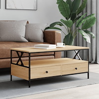 vidaXL Soffbord sonoma-ek 100x51x45 cm konstruerat trä