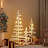 vidaXL Julgran i trä för dekoration 3 st massiv furu