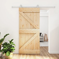 vidaXL Skjutdörr med beslag 95x210 cm massiv furu