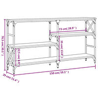 vidaXL Avlastningsbord rökfärgad ek 150x29x76,5 cm konstruerat trä