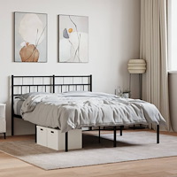 vidaXL Sängram med huvudgavel metall svart 150x200 cm