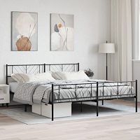 vidaXL Sängram med huvudgavel och fotgavel svart metall 183x213 cm