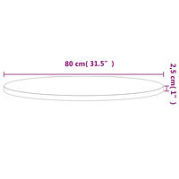 vidaXL Bordsskiva Ø80x2,5 cm rund massivt bokträ