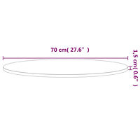 vidaXL Bordsskiva Ø70x1,5 cm rund massivt bokträ