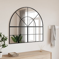 vidaXL Väggspegel svart 100x90 cm bågformad järn