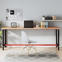 vidaXL Arbetsbänk 220x55x81,5 cm massivt bokträ och metall