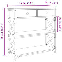 vidaXL Avlastningsbord sonoma-ek 75x28x75 cm konstruerat trä