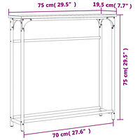 vidaXL Avlastningsbord rökfärgad ek 75x19,5x75 cm konstruerat trä